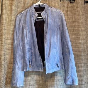 Leather Jacket Light Blue